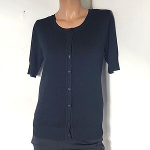 🆕️Architect Womens Black Black Button Down Short Sleeve Sweater Top